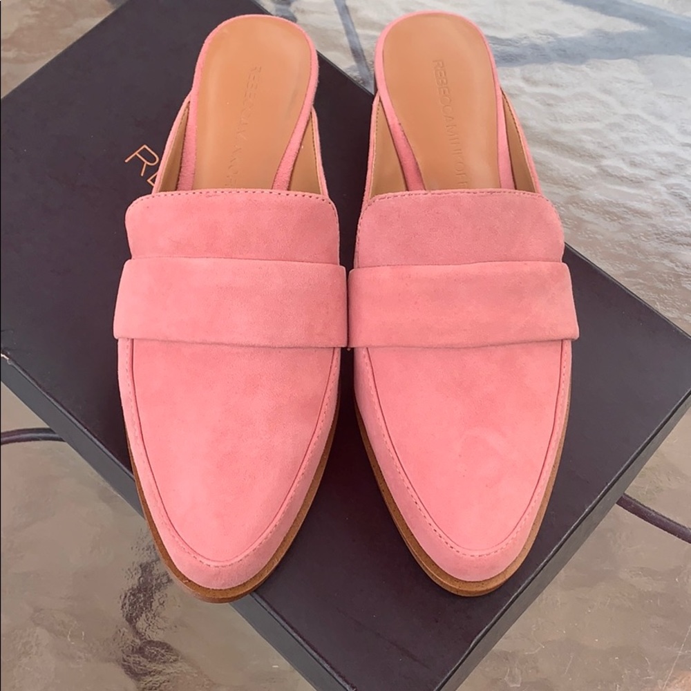 Rebecca Minkoff Mika pink kid suede mule size 6
